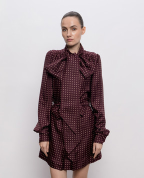 Saint Laurent Burgundy geometric print silk shirt dress 870951Y6K08
