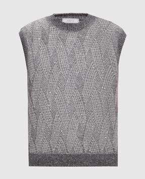 Peserico Gray vest with sequins A93137F05G9100