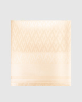 Valentino Toute La V beige silk and wool scarf 9W2EB104HKS