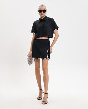 Simkhai Black cropped linen shirt 1262285SW