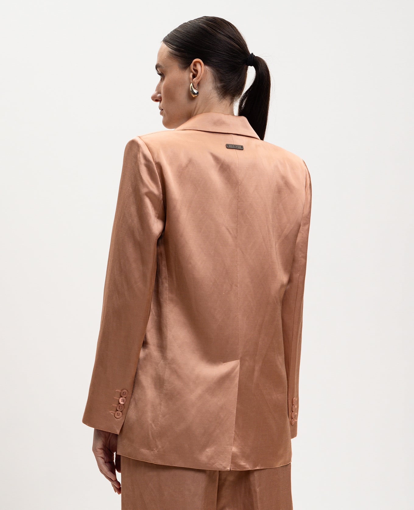 Pink double-breasted jacket with linen Peserico 4