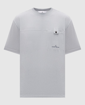 Stone Island Grey T-shirt with logo print L2S152100028S0500