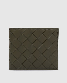 Bottega Veneta Khaki Intrecciato Bi-Fold Leather Wallet 749412VCPQ4