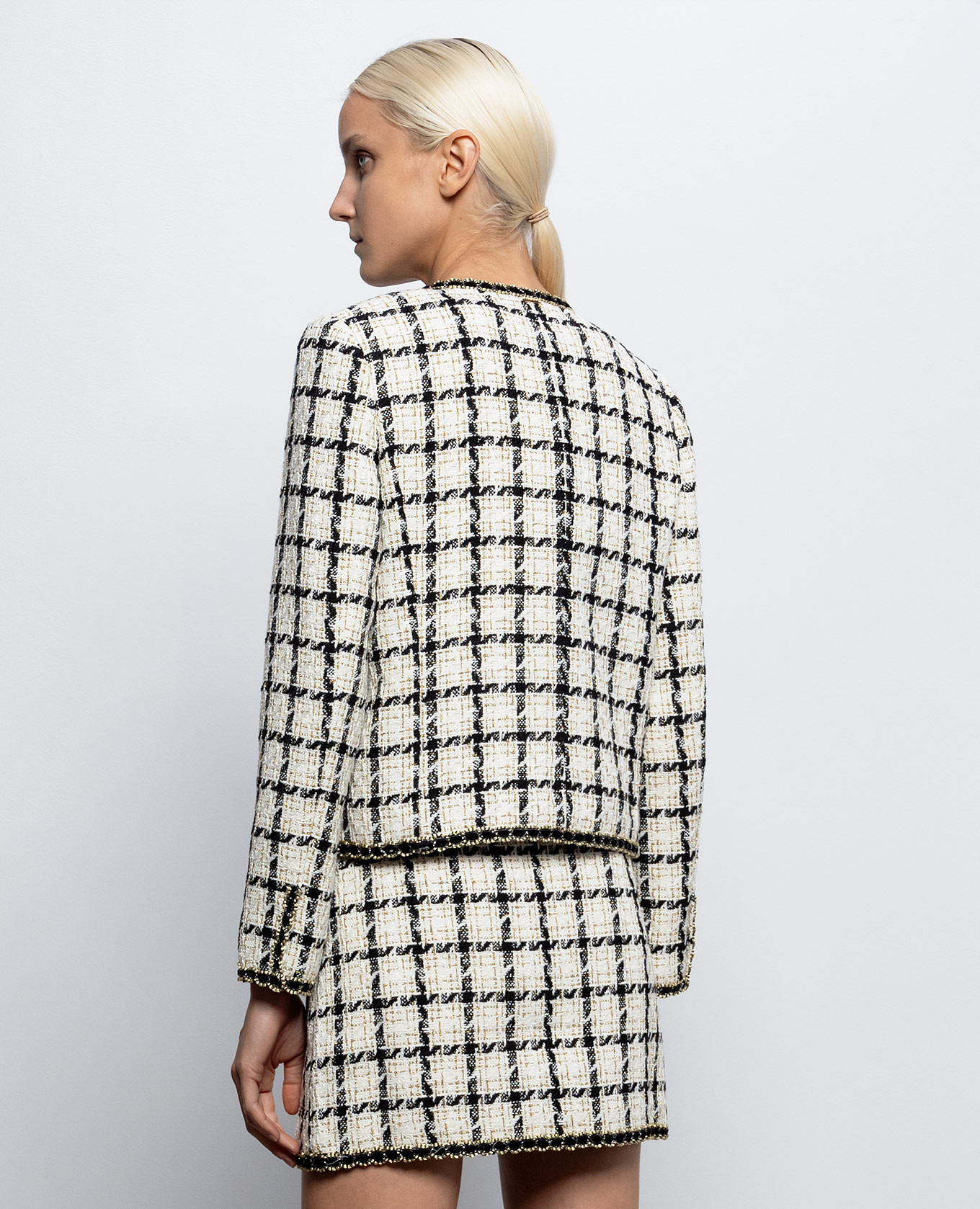 Ivory checked tweed jacket Twinset 4