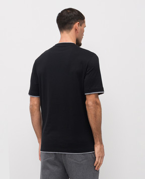 Brunello Cucinelli Black cotton layered T-shirt M0B137427