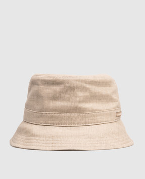 Stefano Ricci Beige wool and linen panama hat with logo MCV6100240LW001Q