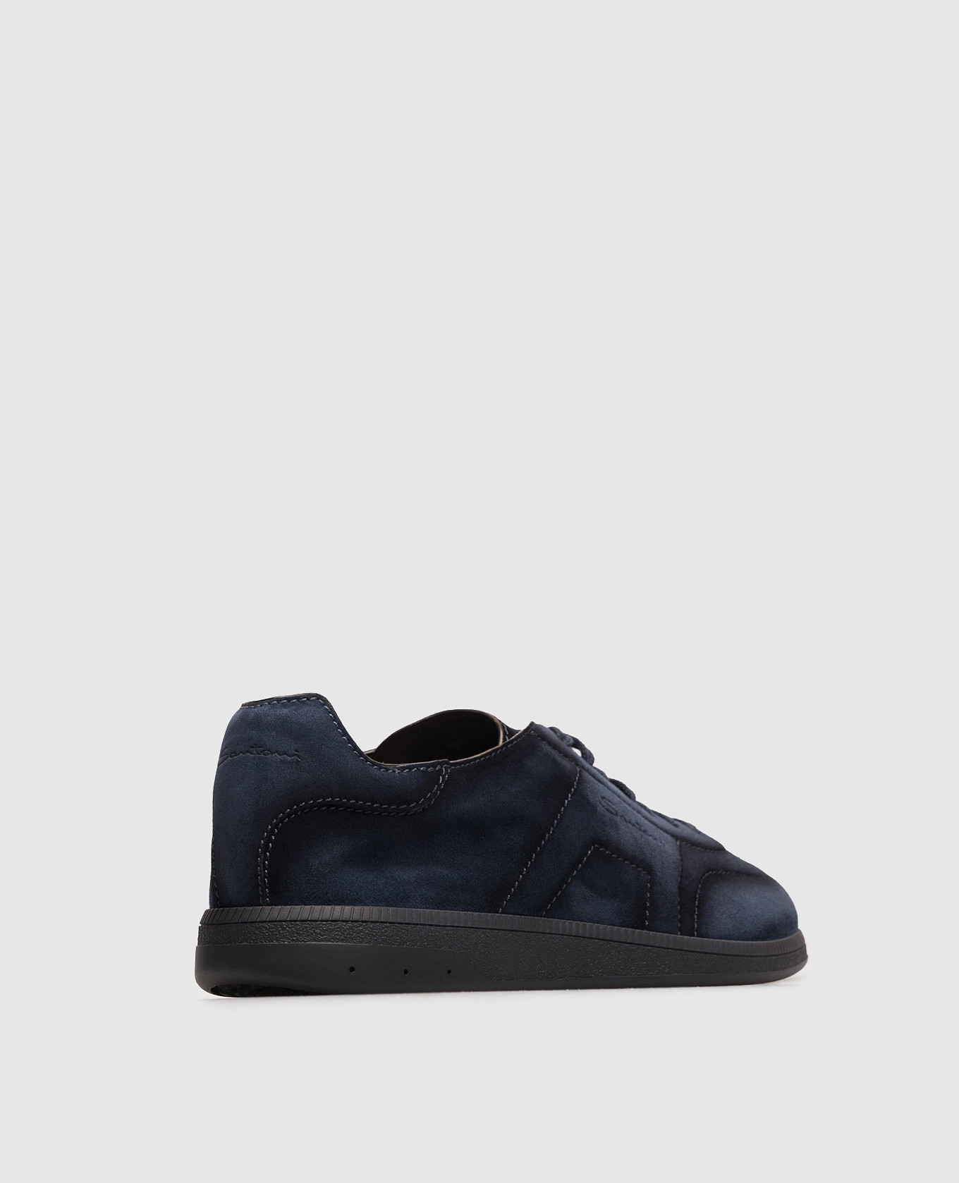 Blue suede sneakers with embossed logo Santoni 3