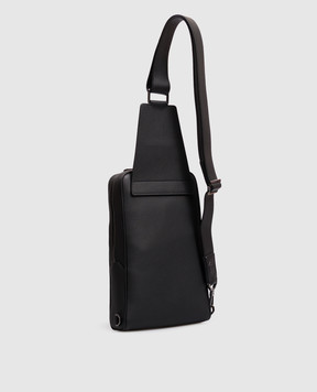Stefano Ricci Black leather sling bag with textured emblem ND219GUMR