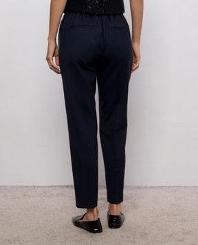 Peserico Navy wool pants with monil chain A0457203472