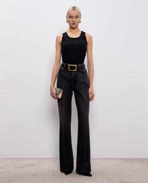 Dolce&Gabbana Black ribbed top with monogram F8V40ZGDDL8