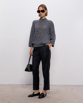 Peserico Dark gray checked wool pants A0407205778