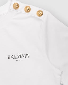 Balmain Children's white T-shirt with logo print BY8Q21Z3672410