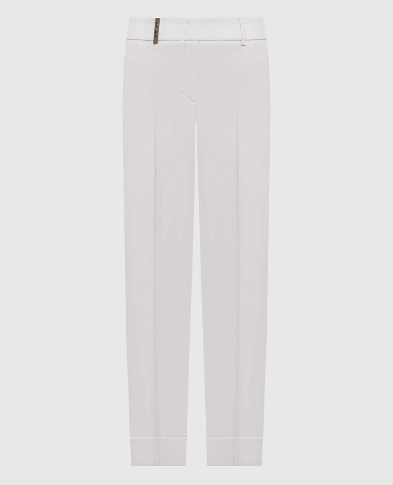 Gray wool pants with monil chain