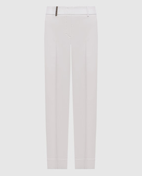 Peserico Gray wool pants with monil chain A04753D03472