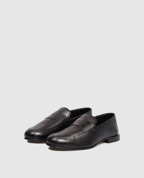 Givenchy Label black leather loafers with logo BH203DH1XD