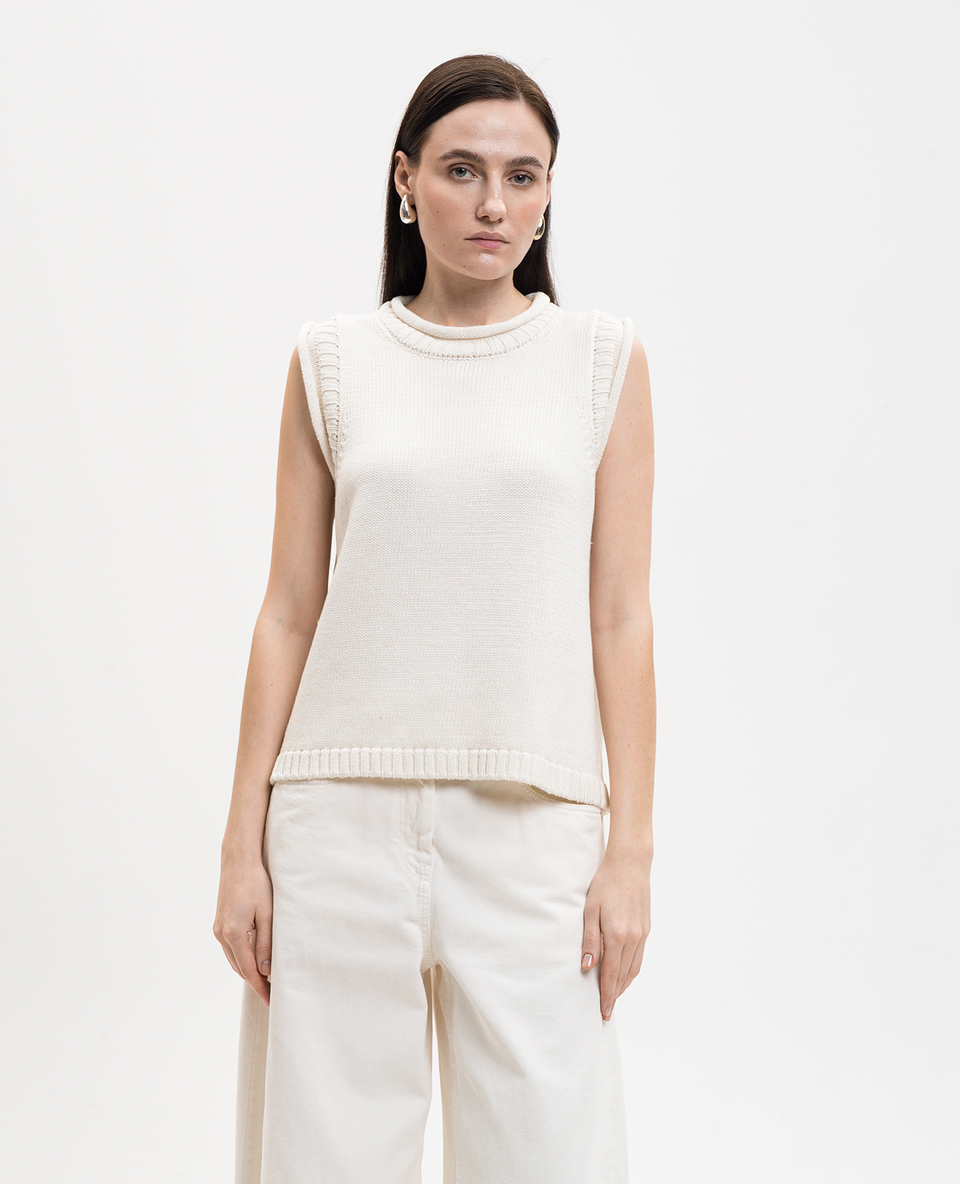 

Effy ivory linen and silk vest Loulou de Saison, Beige