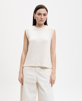 Loulou de Saison Effy ivory linen and silk vest EFFY