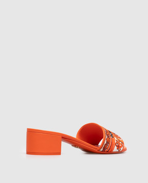 Dolce&Gabbana Orange mules with Majolica embroidery CR1748AV804