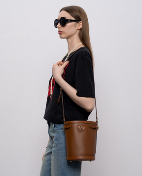 Valentino Brown leather bucket bag VLogo 8W2B0S97YYQ