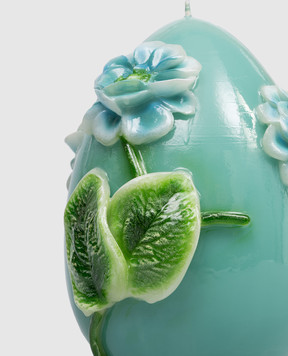Cereria Introna Green egg-shaped candle with peony 2102