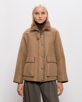 Brunello Cucinelli Brown down jacket with fur MH5253658