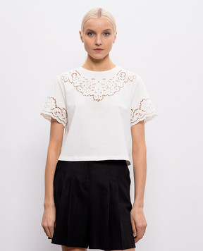 Twinset White T-shirt with Richelieu embroidery 261TP2440