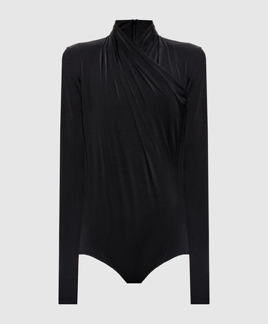 Black bodysuit with drape