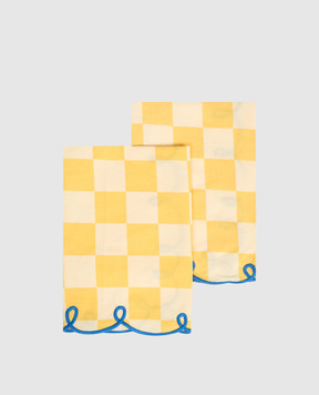 Bitossi Home Set of yellow checkered serving napkins DAM00051