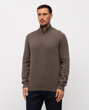 Agnona Brown cashmere sweater with logo K204U184K0711