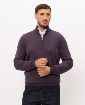 Brunello Cucinelli Purple cashmere jumper with zipper M2200124