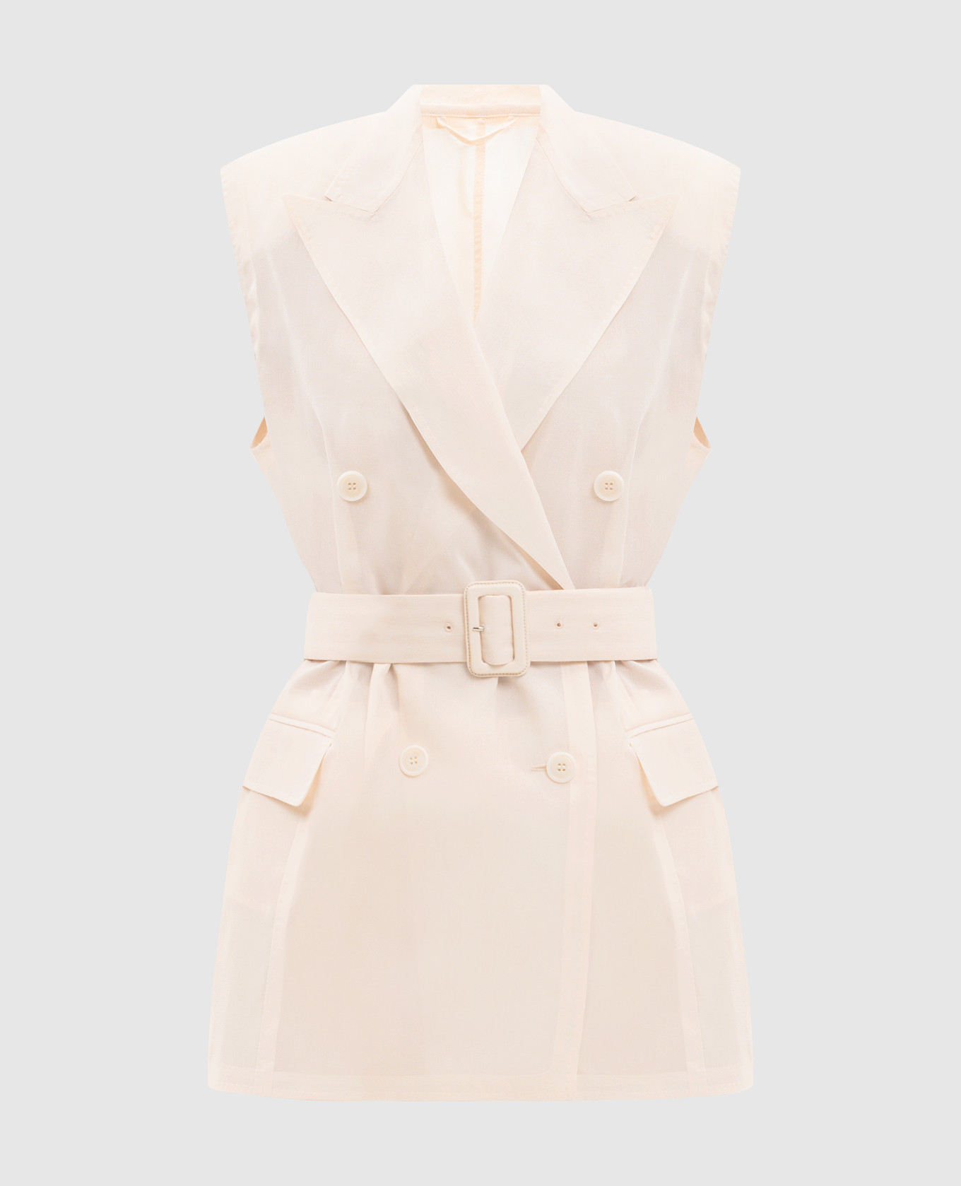 Beige double-breasted waistcoat with belt
