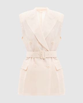 Ermanno Scervino Beige double-breasted waistcoat with belt D486N701CCRWK