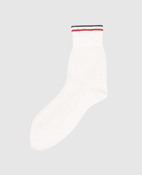 Brunello Cucinelli White socks with an openwork pattern and contrasting stripes MCSCO9109
