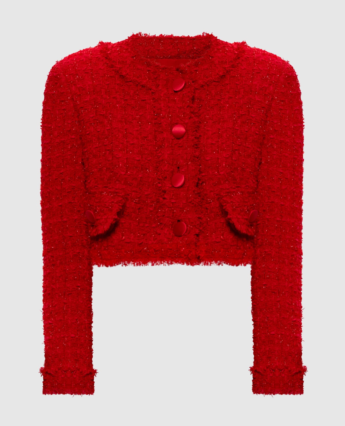 Veste courte en tweed rouge