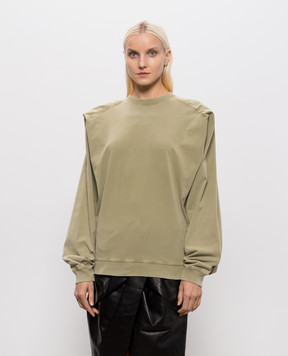 Thierry Mugler Khaki sweatshirt with accent shoulders 26F3TS01306032