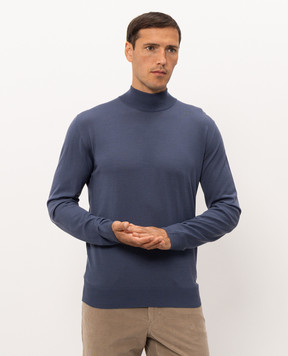 Stefano Ricci Blue wool golf with monogram logo K303025L10F26345