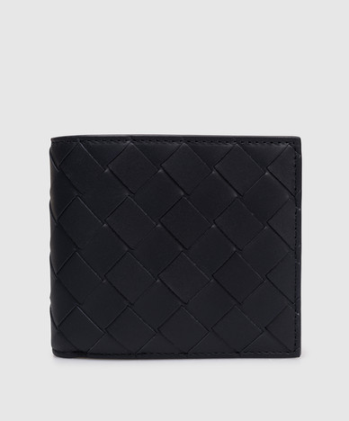 Portefeuille en cuir bleu marine à deux volets