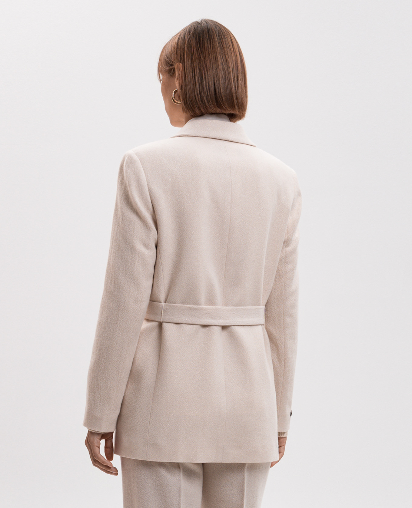 Beige double-breasted wool jacket Peserico 4