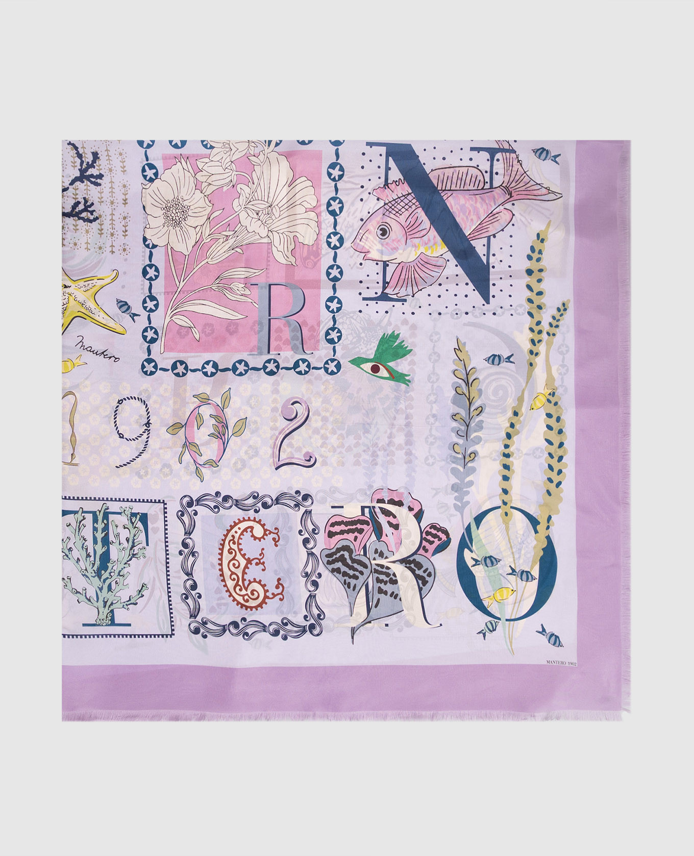 

The Greenhouse Memories Purple Silk Scarf MANTERO 1902, Violet
