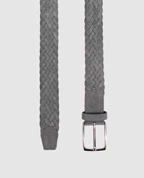 ISAIA Grey suede belt with weaving FB0047PLF40