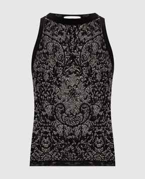 Alexander McQueen Black top with woven pattern 870371Q1BG1