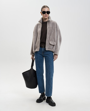 Simonetta Ravizza Gray sheepskin coat Preston F05JA388H36