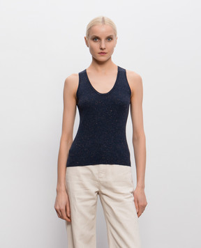 Brunello Cucinelli Blue cashmere and lurex tank top M9A822220