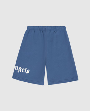 Palm Angels Children's blue shorts with logo print PBCI006S26FLE001