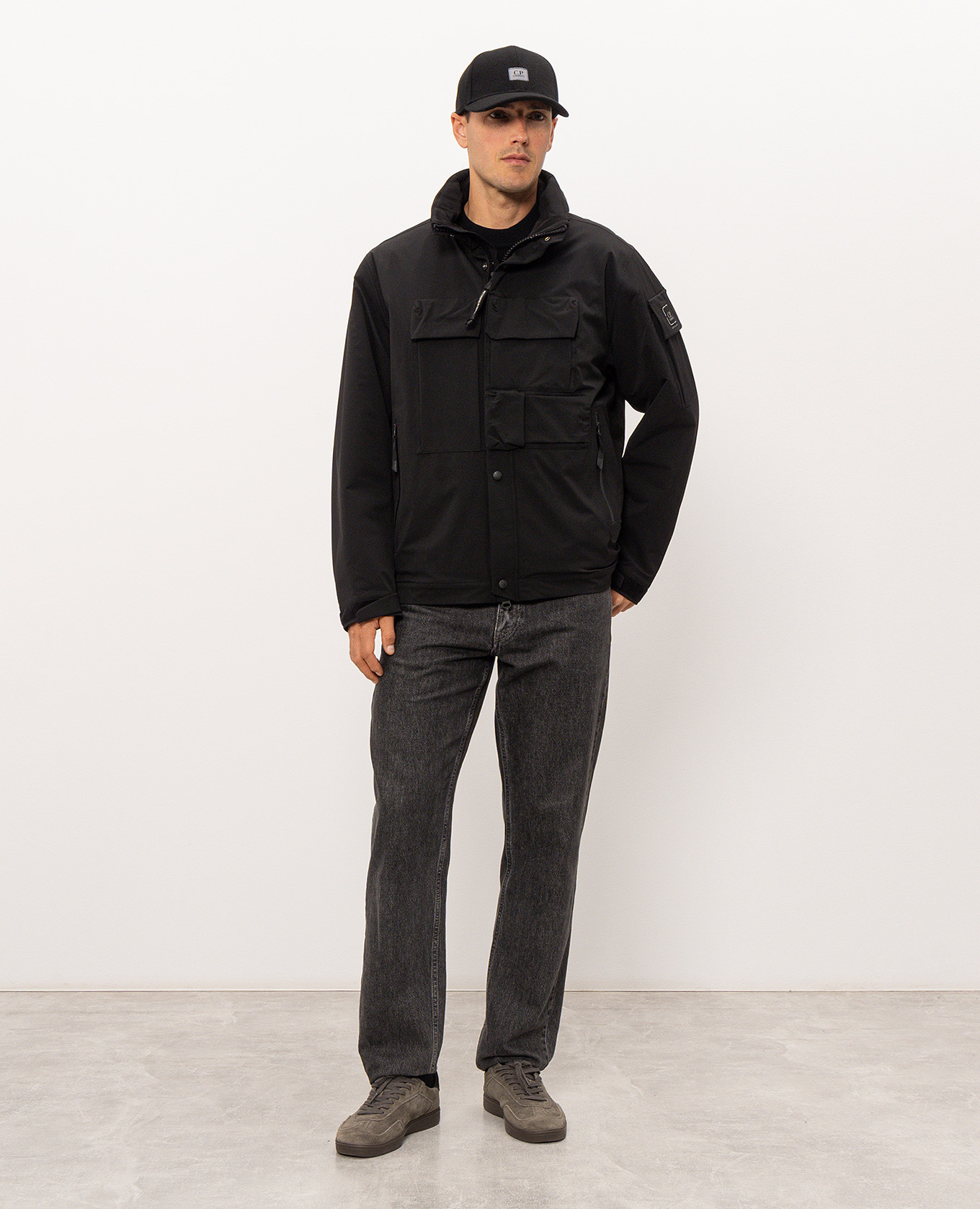 Black jacket with logo print C.P. Company Metropolis 2