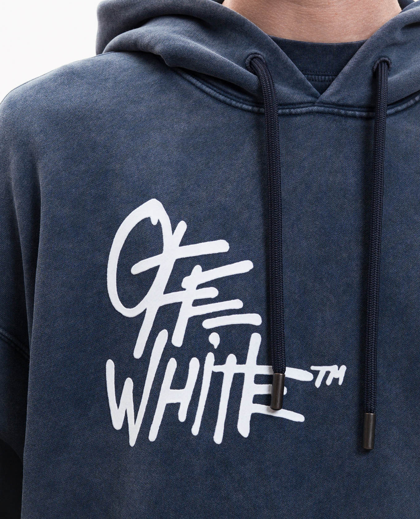 Blue hoodie with branded print Off-White 5