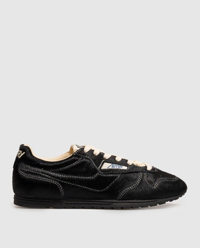 AUTRY Black leather Windspin sneakers WSLWBN06