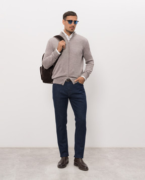 Cashmere&Whiskey Grey merino wool cardigan 97396
