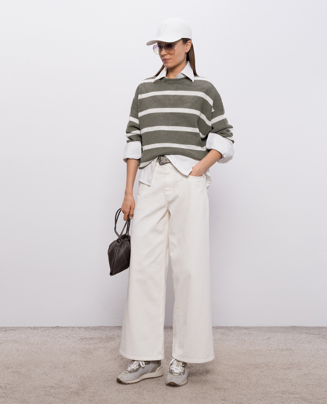 

Green openwork striped jumper Brunello Cucinelli