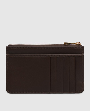 Dolce&Gabbana Brown leather cardholder with logo plate BI1261A9S25